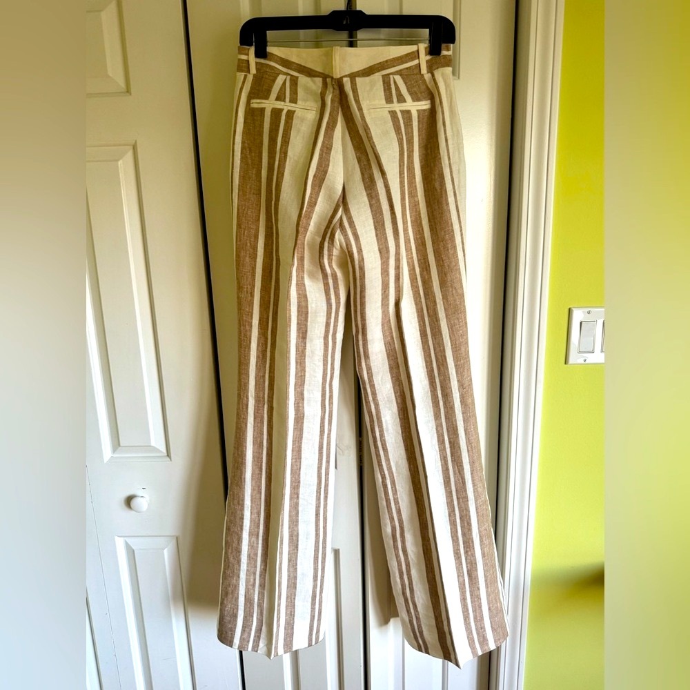 NEW ZARA Women White/Beige Linen Pants 4 NWOT